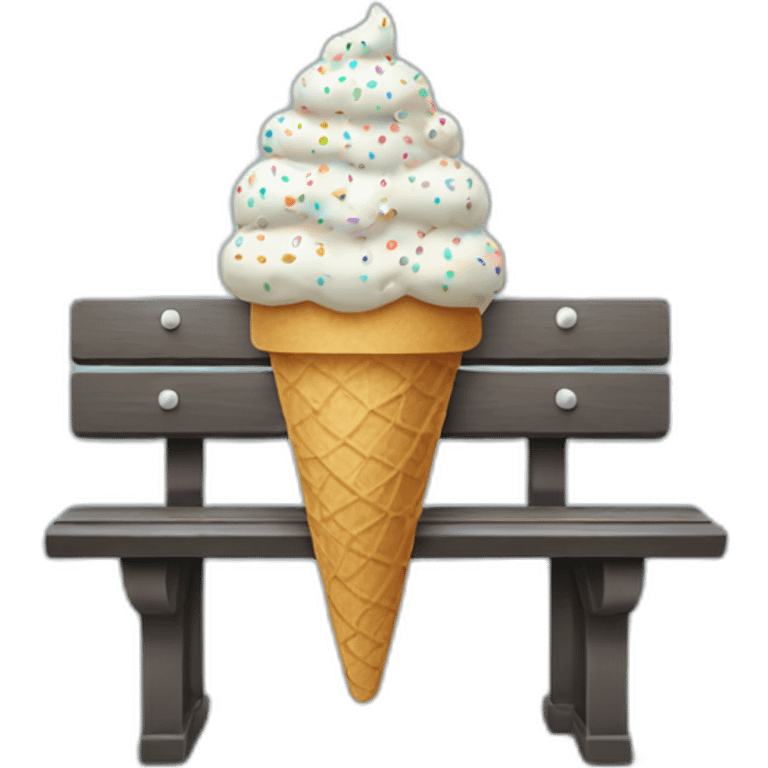 an ice cream with sprinkels on a bench emoji