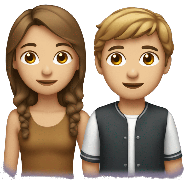 Boy with light brown hair kissing a girl whit brown hair  emoji