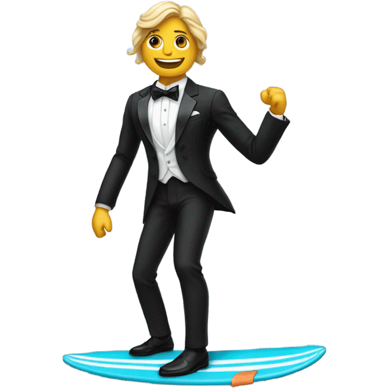 Surfer in tuxedo emoji