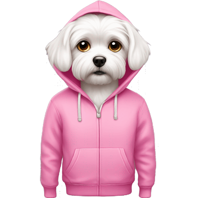 Maltese wearing pink hoodie  emoji