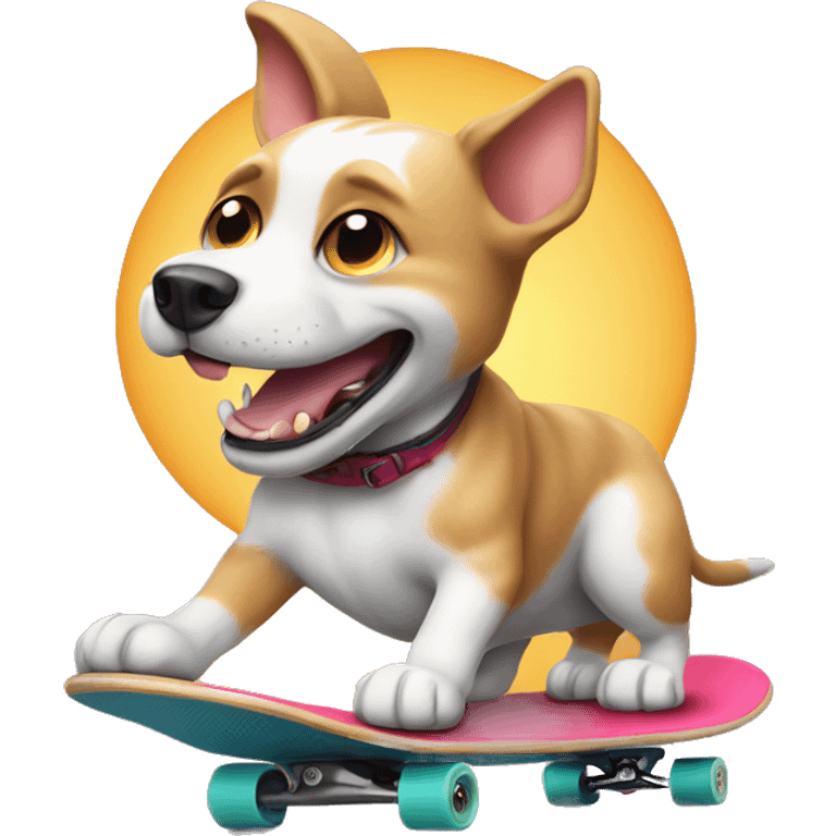 Dog riding a cat skateboard emoji