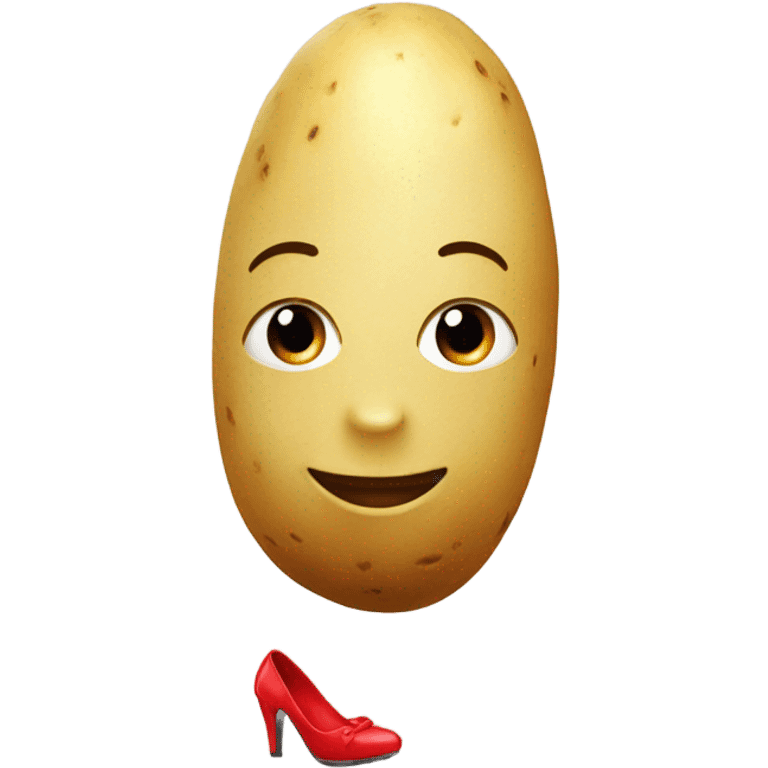 potato with female face with legs wearing red high heels emoji