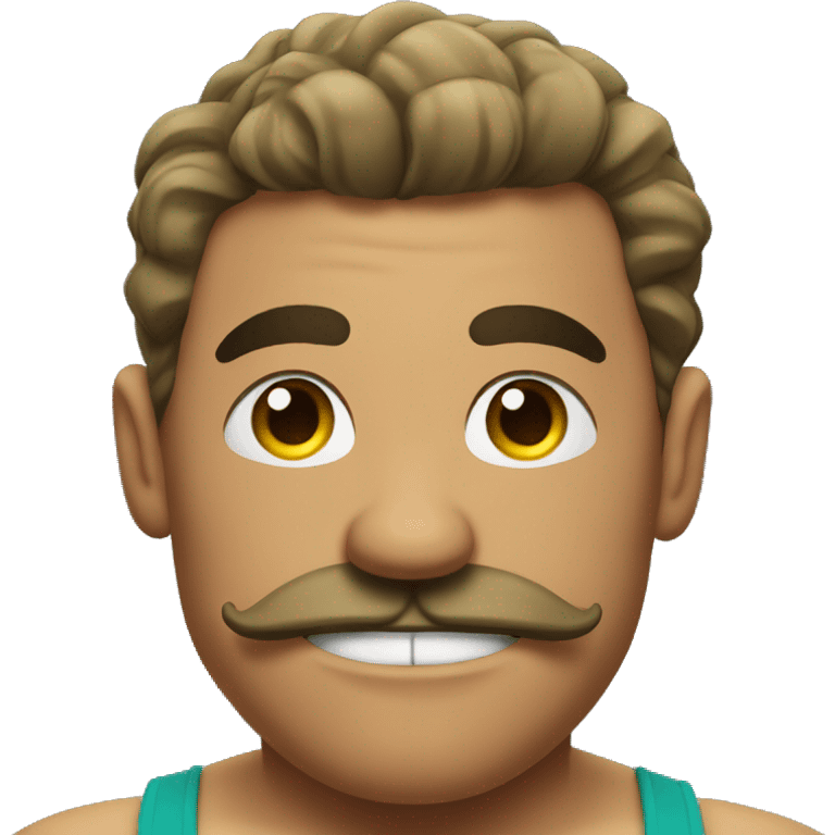 the bodybuilder with the mustache winks. emoji