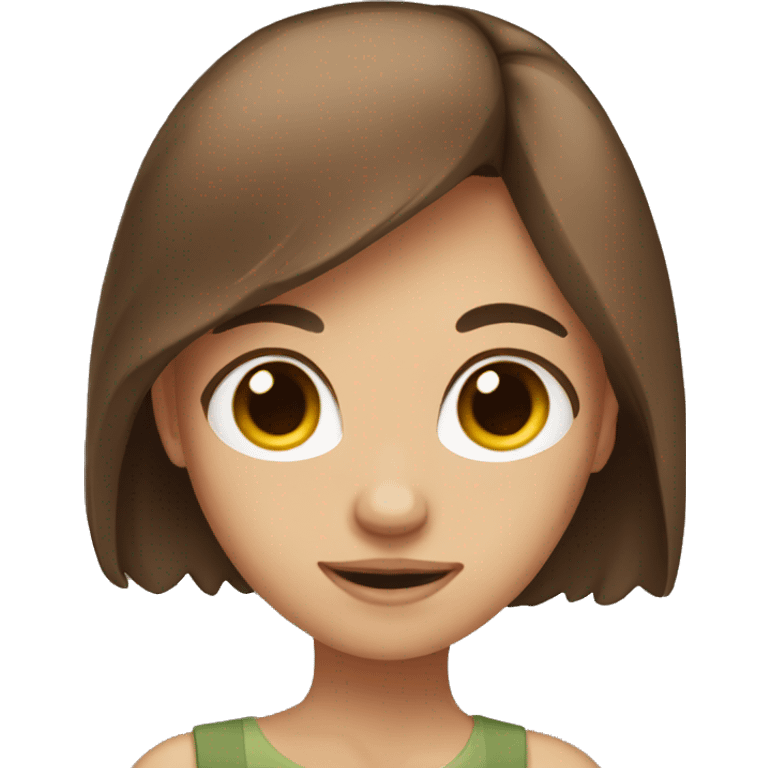 Girl whit brown hair long and cute emoji