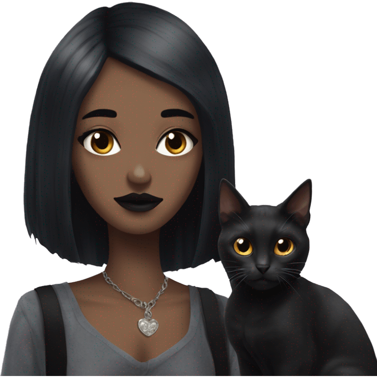 two goth women and pet cat, beautiful, aesthetic  emoji