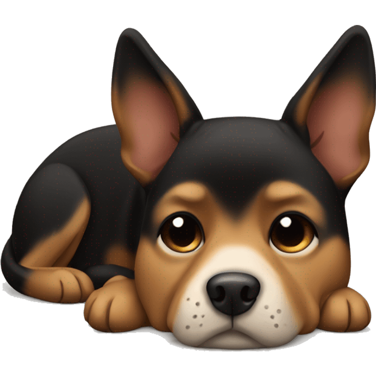 black and tan dog with pointy ears sleeping emoji