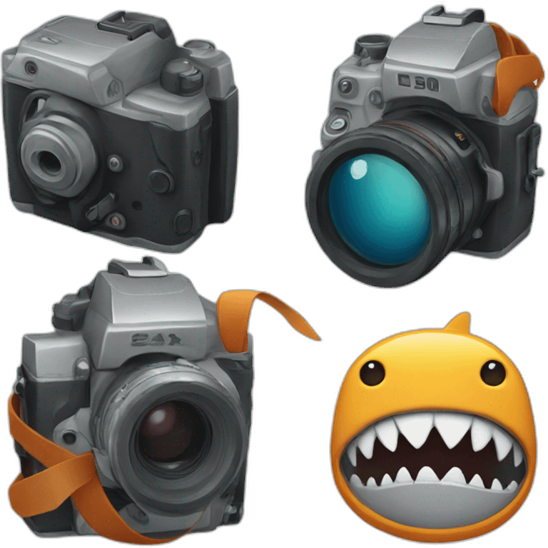 Camera with shark emoji