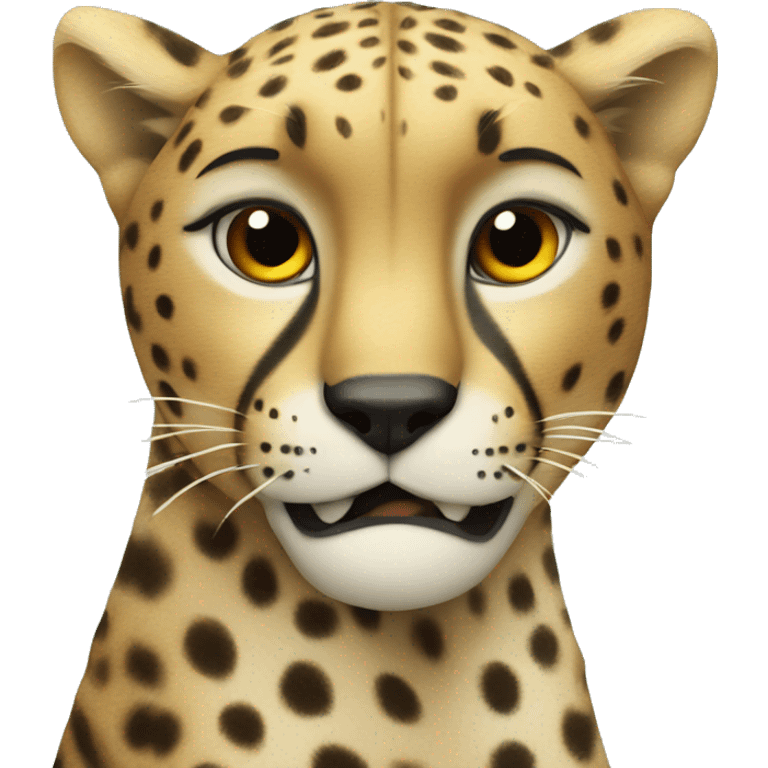 A cheetah holding a sigh that says glomour  emoji