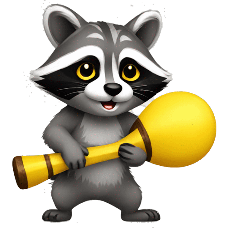 raccoon with yellow maracas emoji