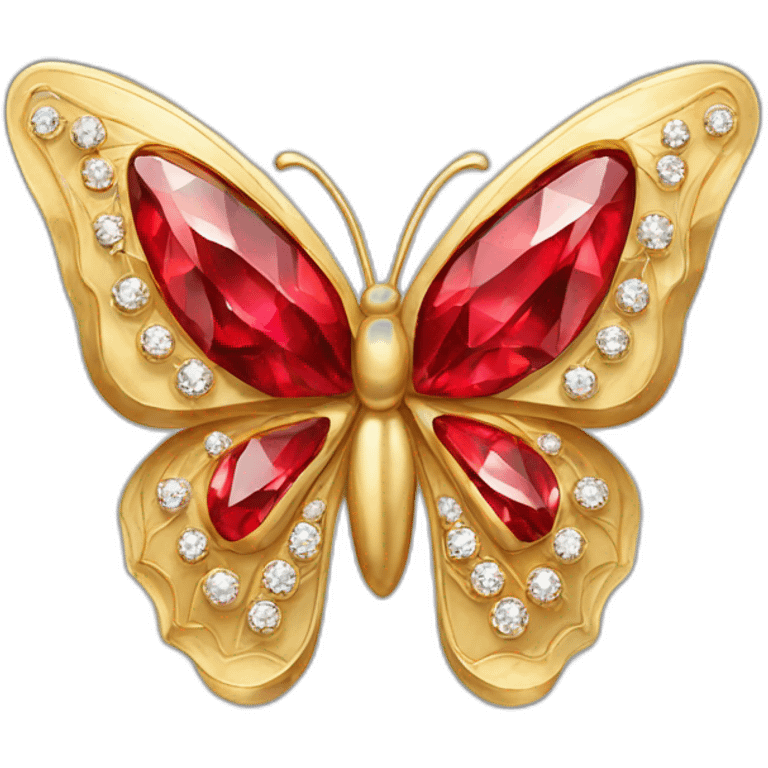 gold and red diamonds butterfly jewel emoji