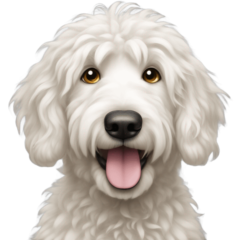 A white golden doodles face emoji