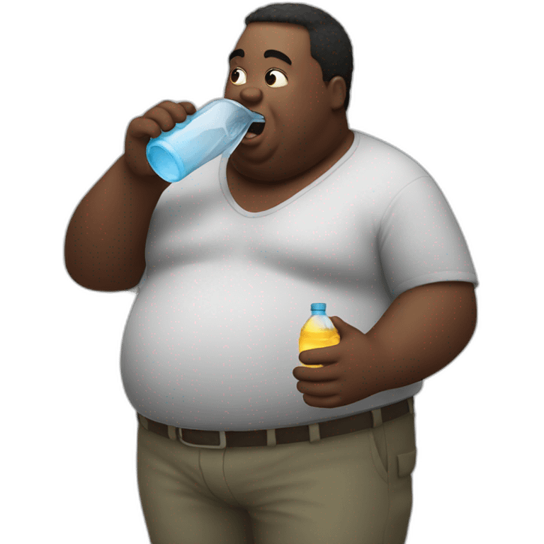 fat guy from africa drinking water emoji