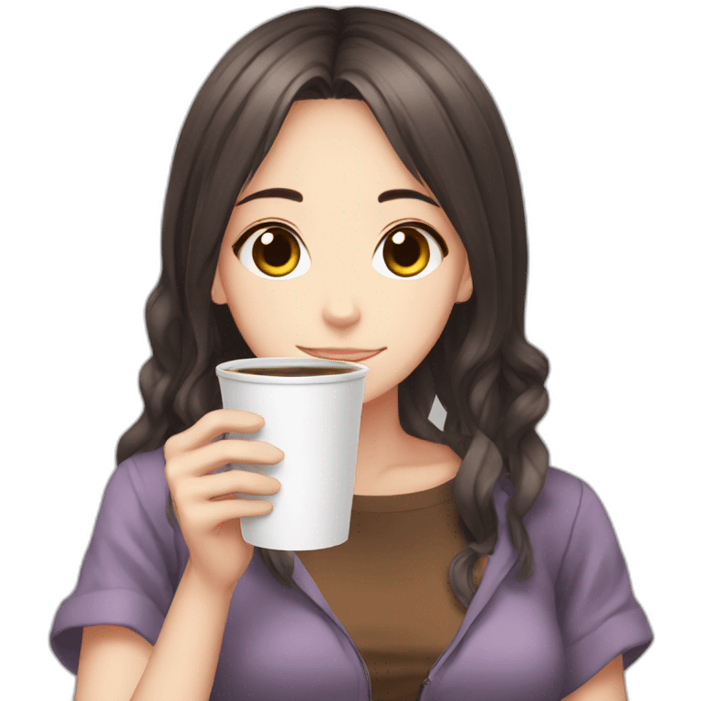 Anime girl drink coffee  emoji