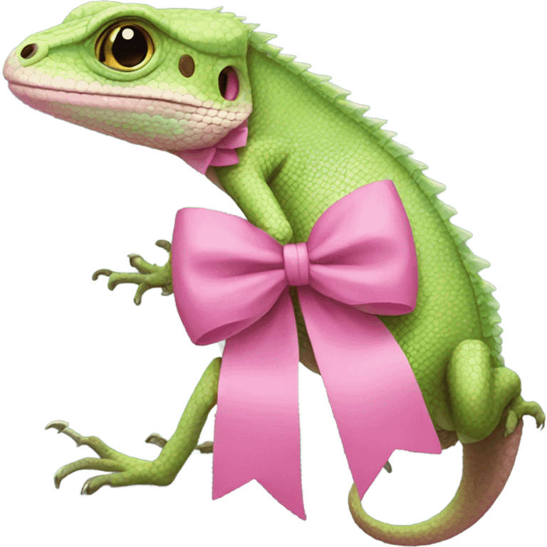 lizard with a pink bow emoji