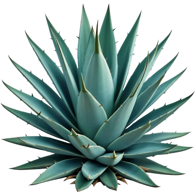 Cinematic Realistic Agave Emoji, Bold and spiky, with long, pointed leaves forming a rosette pattern. The sharp edges and soft blue-green hue exude a sense of rugged beauty and desert resilience. Soft glowing outline, capturing the essence of survival and strength in a striking agave plant! emoji