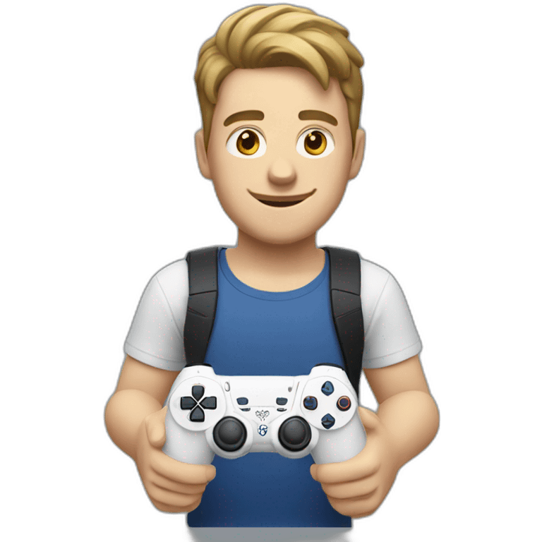 a white guy playing playstation 5 emoji