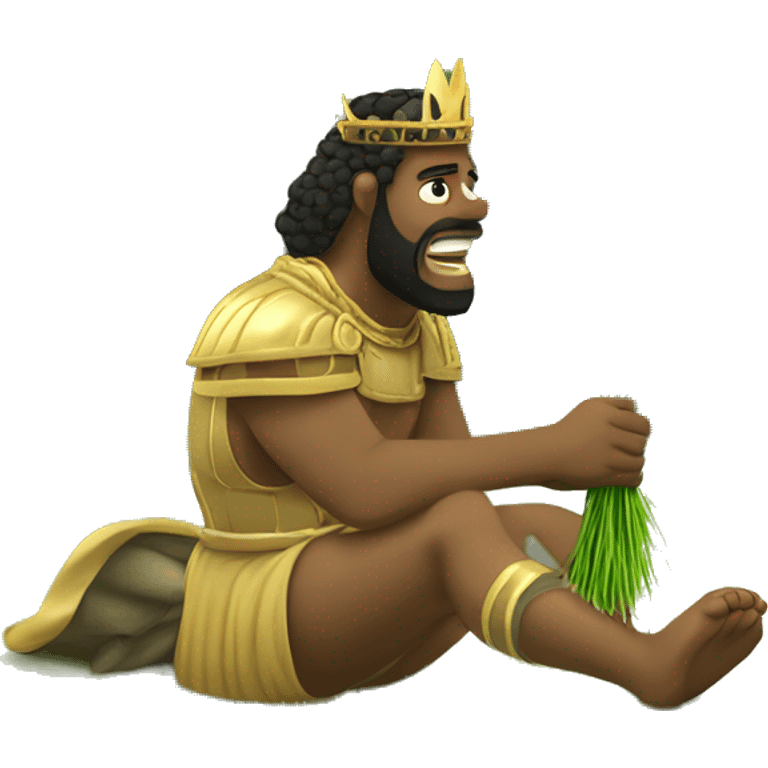 king nebuchadnezzar eating grass on all fours like a cow emoji