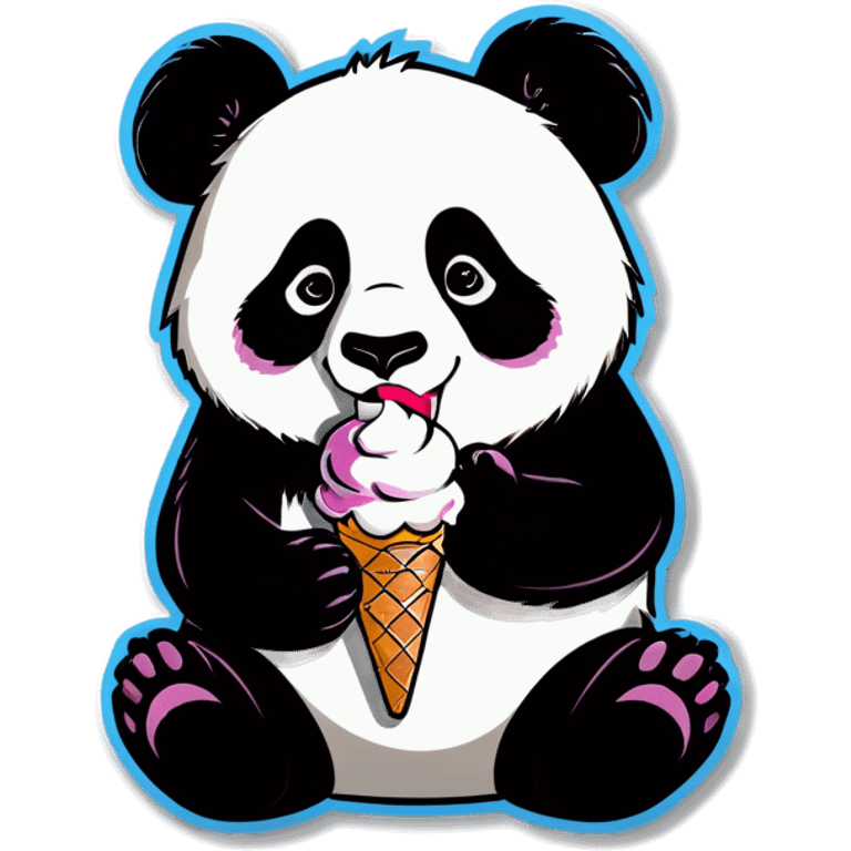 Panda eating ice cream emoji