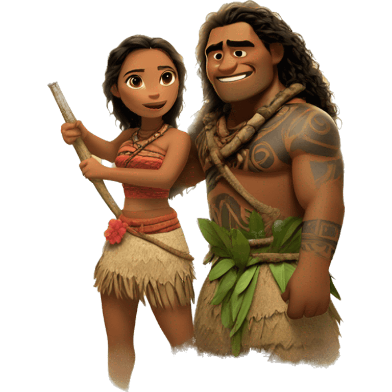 Moana with Maui emoji