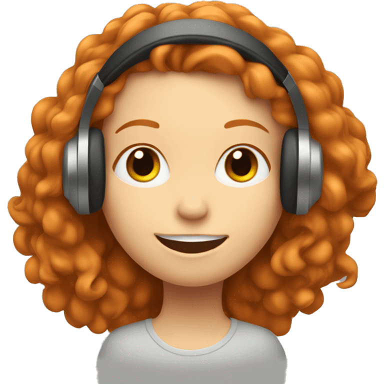 Ginger girl enjoying music in headphones emoji