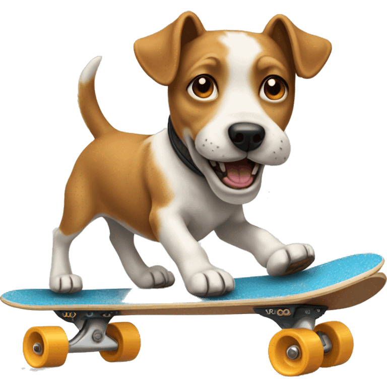 Dog terrier skateboarding  emoji