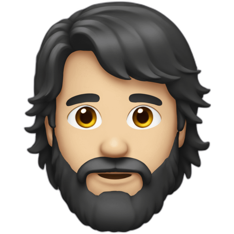 Dark hair mullet and beard emoji