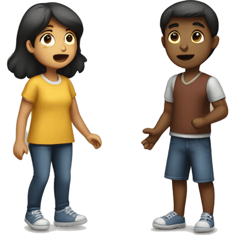 demostrate a situation wherea girl and boy physically near to one another but they have separation in conversation emoji