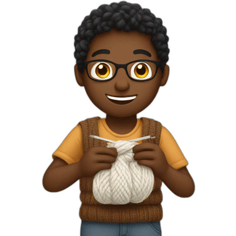 Black boy knitting emoji