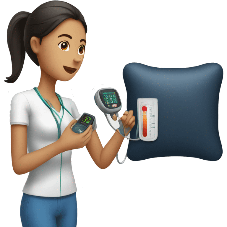 a woman measuring her blood pressure emoji