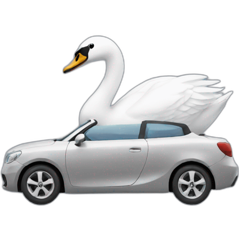 Swan sitting in a car emoji