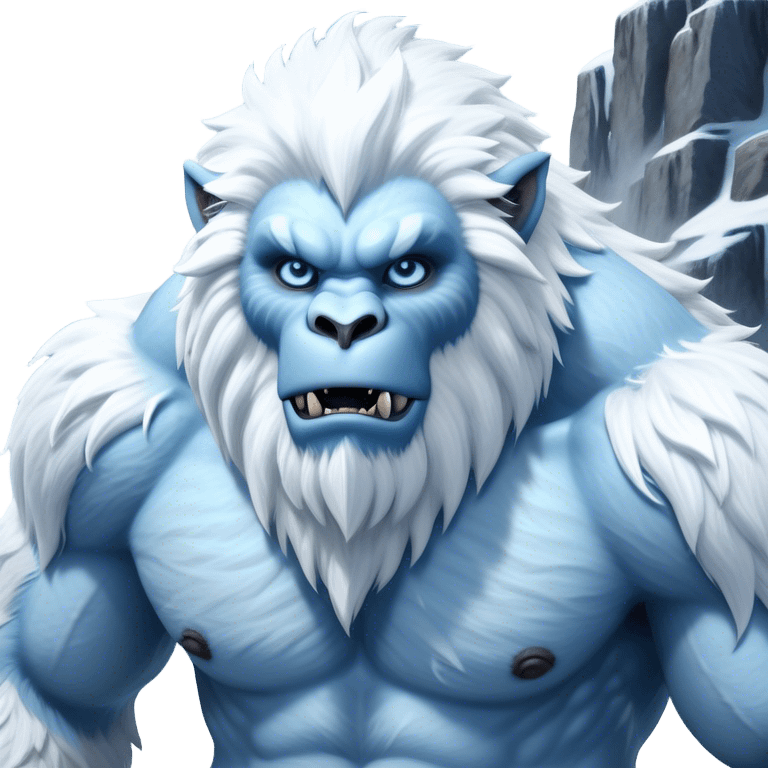 Cinematic Realistic WoW Yeti Portrait, depicted as a majestic, colossal creature of the frozen wilds, with thick, shaggy fur in pristine icy white and subtle pale blue highlights. His powerful, muscular frame and piercing ice-blue eyes exude ancient wisdom and raw strength. Rendered with lifelike texture and natural frosty lighting, high shine, noble and imposing, capturing the essence of a legendary yeti guardian. emoji