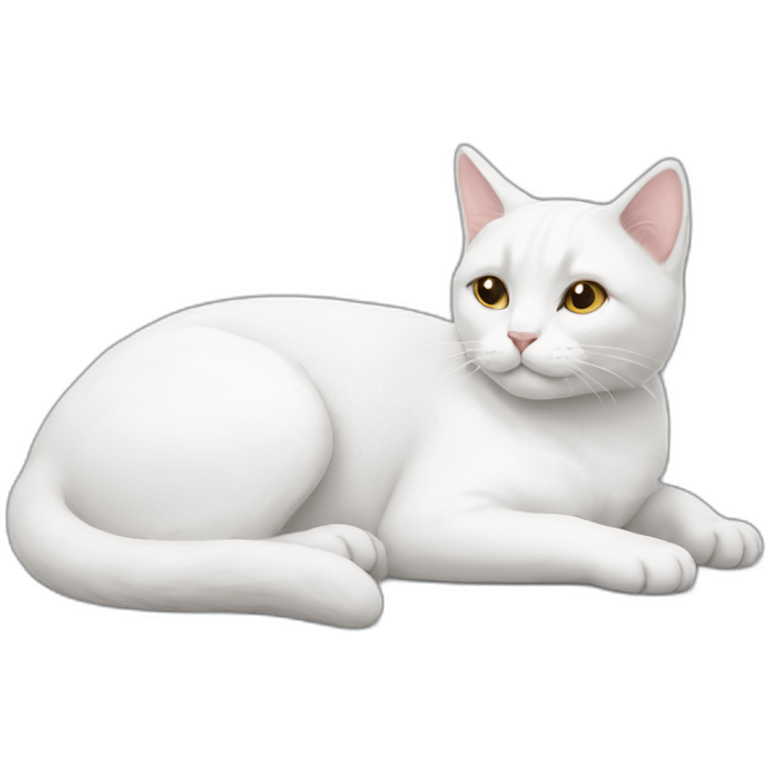 white cat lazing around emoji