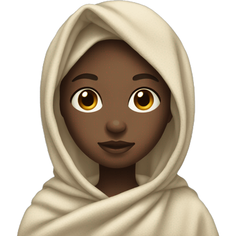 light skin black girl in blanket emoji