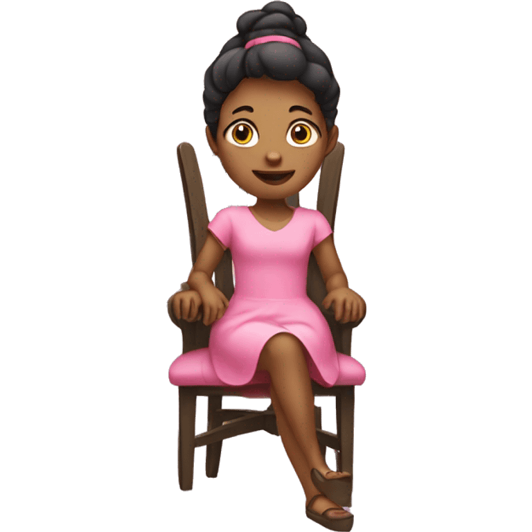 Girl sitting on a chair wearing a pink dress  emoji