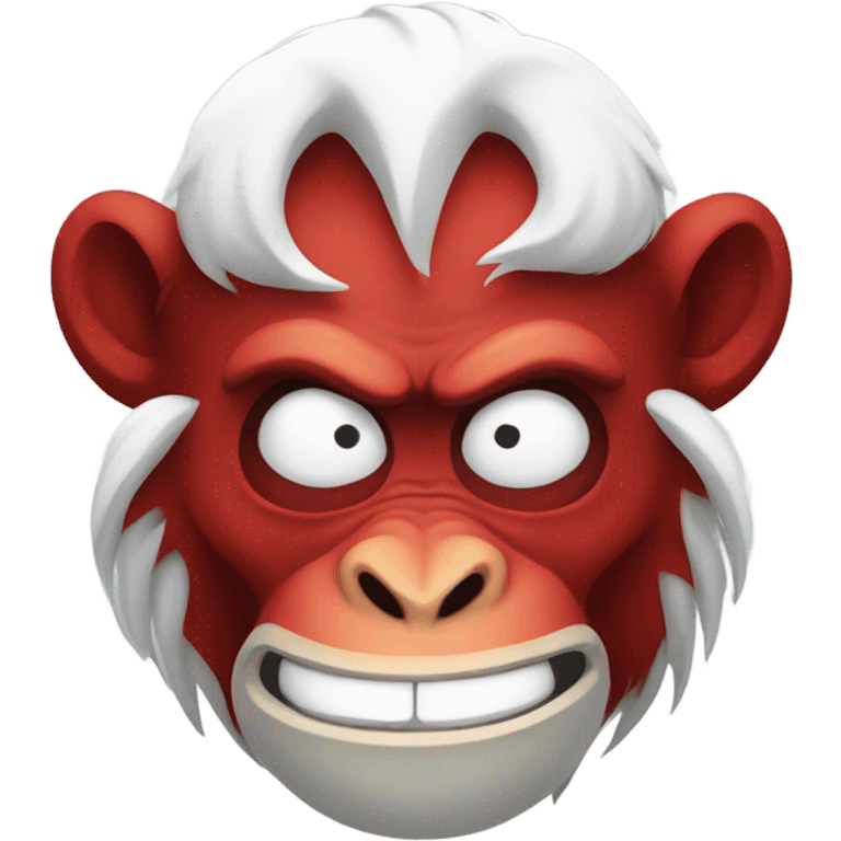 Evil red monkey with many white horns around its head emoji