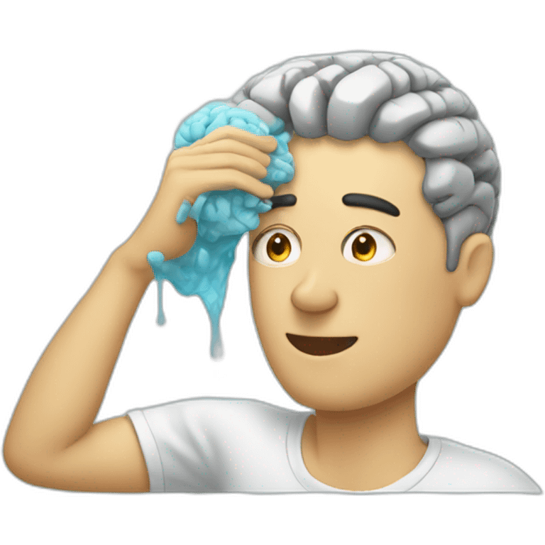 A man cleaning his brain on the inside emoji