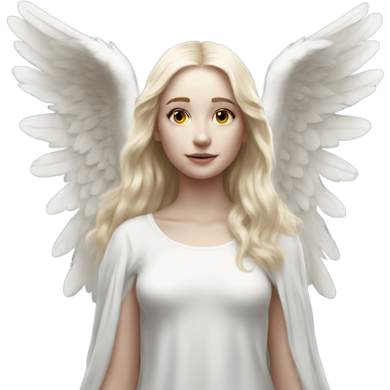 Hyper Realistic pale angel full body with halo emoji