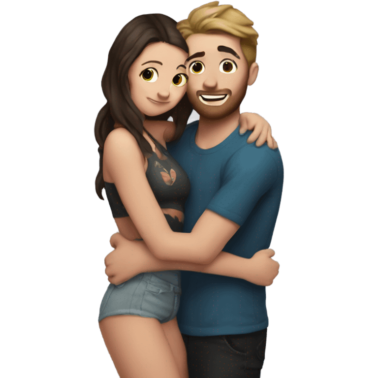 mr beast with tattoos hugging brunette girl emoji