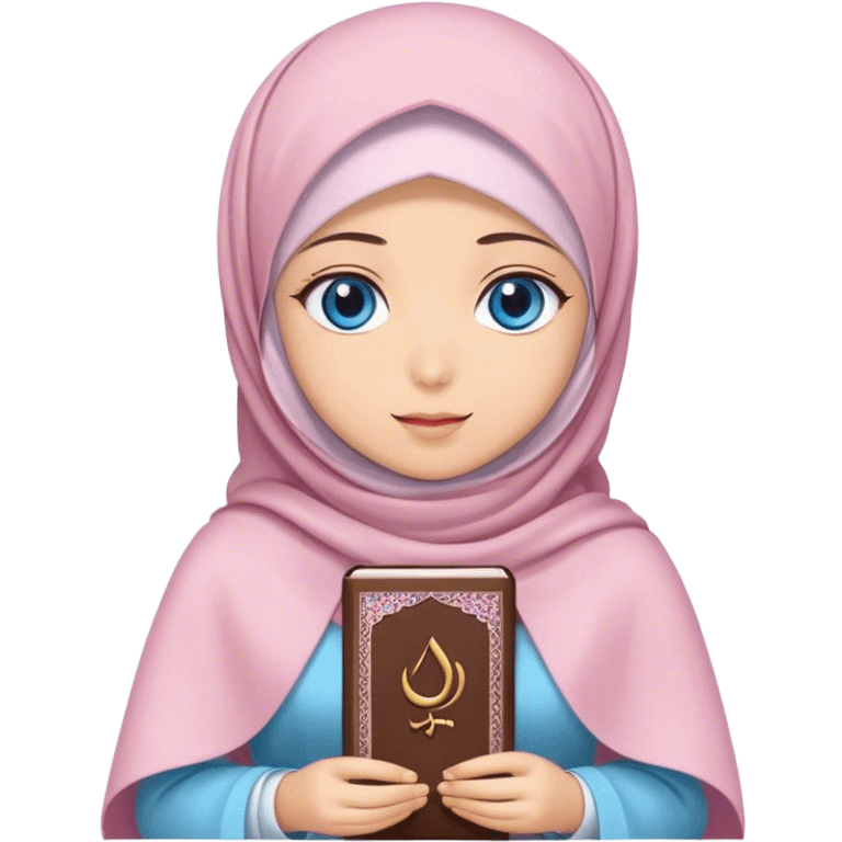 Turkish beautiful finish Konya girl blue eyes with hijab and Sakura dress have Quran  emoji