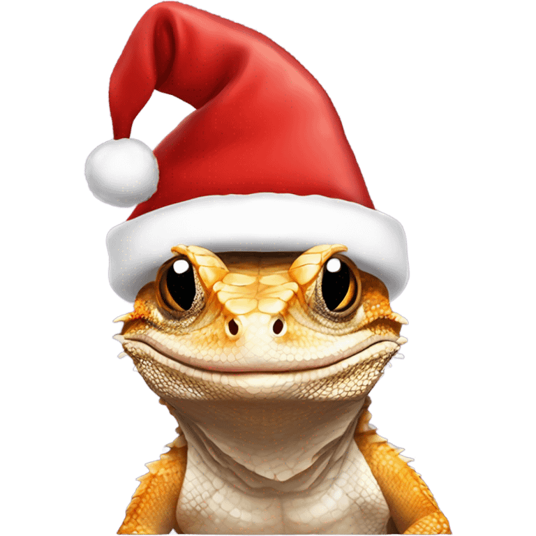 Bearded dragon wearing Santa hat emoji