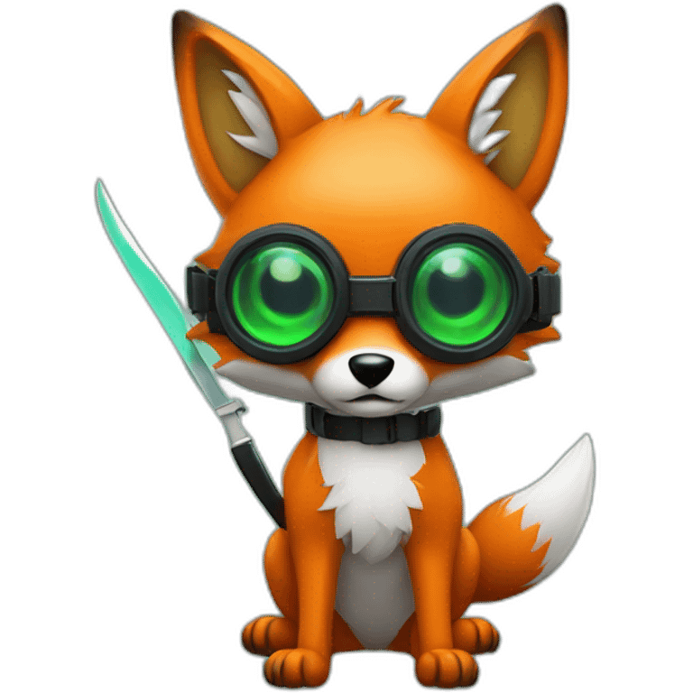 fox with a knife and night vision goggles emoji