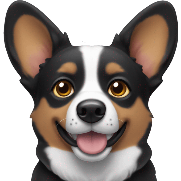 Black corgi with white around eyes and black ears  emoji