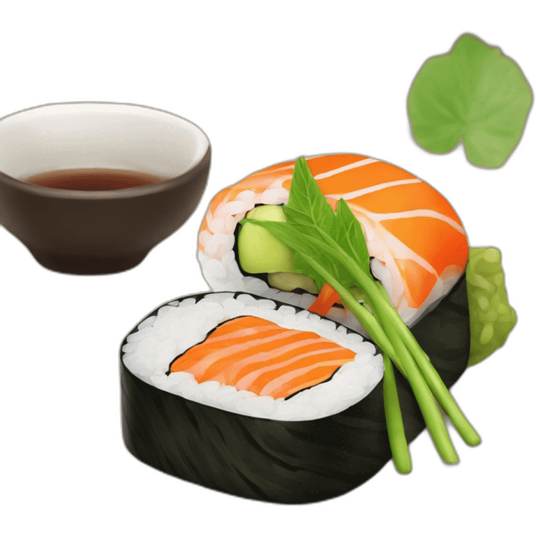 sushi mit stäbchen und wasabi emoji