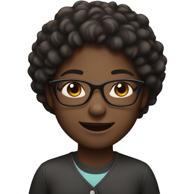 smiling dark-skinned girl with glasses emoji