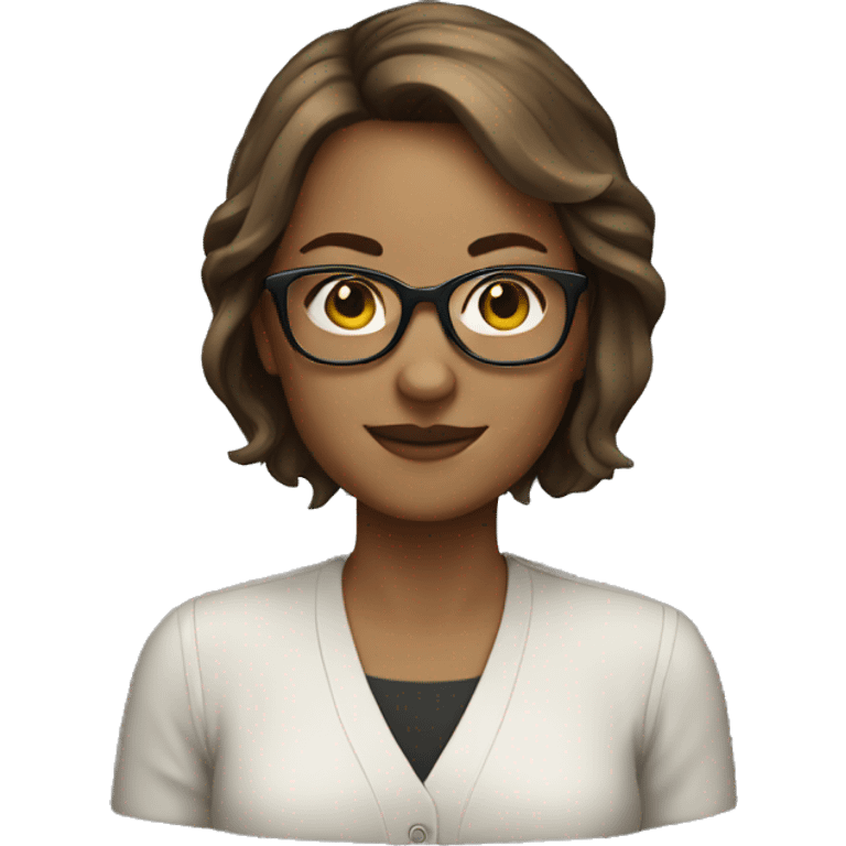 White woman with short brown hair and glasses emoji