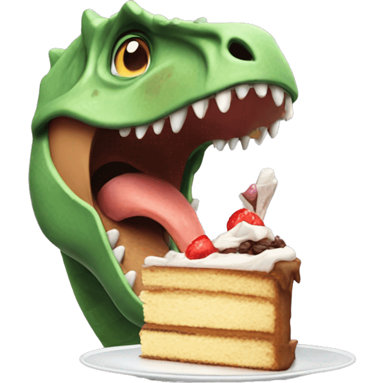 Dinosaur eating cake   emoji