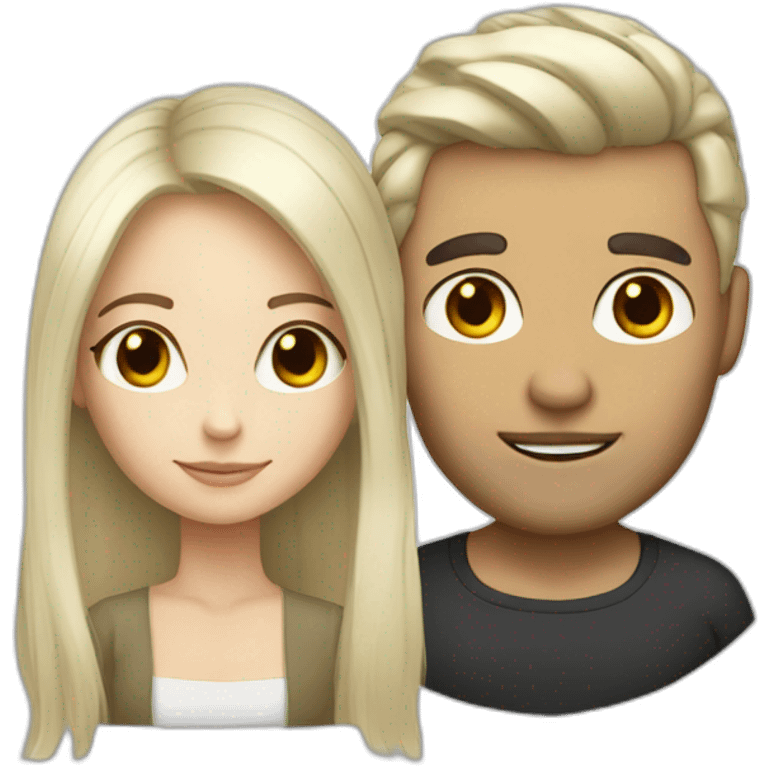 bleached hair girl with dark hair man emoji