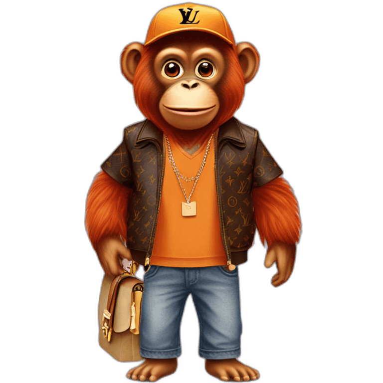 orang utan wearing louis vuitton clothes emoji