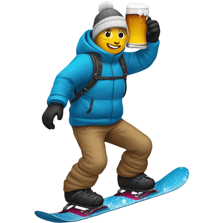 Snowboarding while drinking a beer emoji