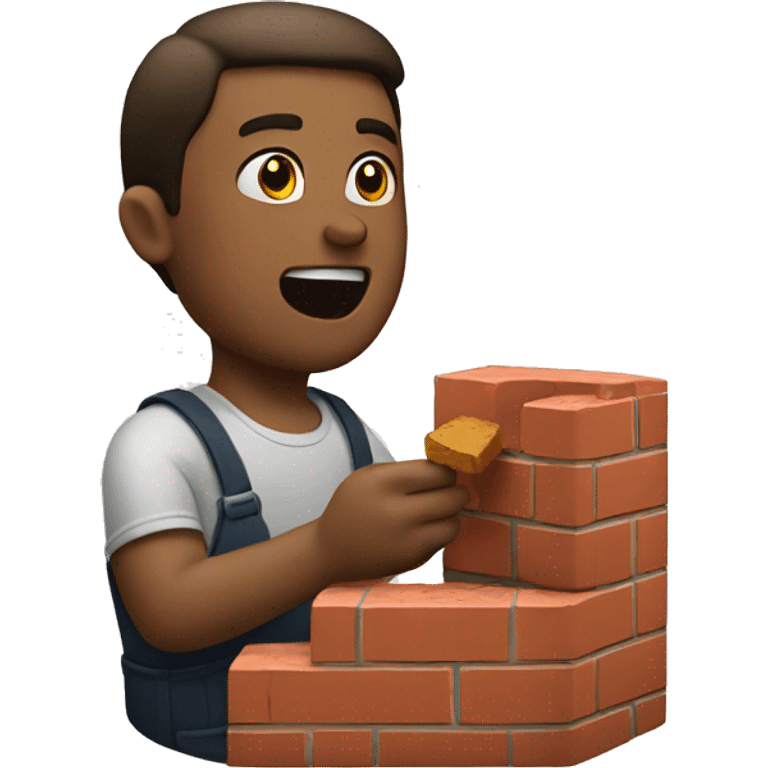 A man eating a brick emoji